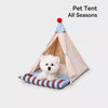 Semi-Enclosed Cotton-Linen Pet Bed Tent for Cats and Small Dogs