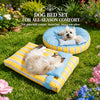 Striped Tatami-Style Pet Bed Mat with Pillow for Cats & Dogs