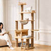 Solid Wood Multi-Level Cat Tree with Hideaways and Platforms