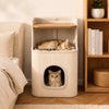 Square Sisal Cat Scratcher Barrel with Cat Resting Area
