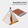 Semi-Enclosed Cotton-Linen Pet Bed Tent for Cats and Small Dogs