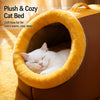 Enclosed Plush Pet Bed with Carry Handle for Cats and Small Dogs
