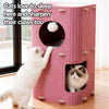 4-Tier Solid Wood Cat Tree with Enclosed Hideaway and Scratch Pad