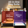 Dog Crate with Separate Toilet Tray Area