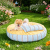 Striped Pet Bed with Removable, Washable Cushion