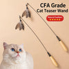Interactive Cat Wand Toy with Replaceable Feather Heads