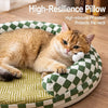 Round Woven Cat Bed with Removable Washable Mat