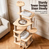 Solid Wood Multi-Level Cat Tree with Hideaways and Platforms