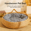 Woven Rattan Cat Bed for Cats and Small Dogs