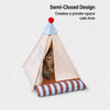 Semi-Enclosed Cotton-Linen Pet Bed Tent for Cats and Small Dogs