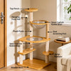 Solid Wood Cat Tree with Cat Houses and Multi-Level Platforms