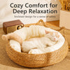 Woven Rattan Cat Bed for Cats and Small Dogs