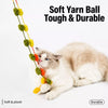 Wooden Cat Teaser Wand with Bell and Colorful Ribbons
