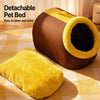 Enclosed Plush Pet Bed with Carry Handle for Cats and Small Dogs