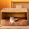 Enclosed Pet Bed with Removable Washable Design for Cats & Dogs