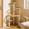 Solid Wood Cat Tree with Cat Houses and Multi-Level Platforms