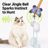 Wooden Cat Teaser Wand with Bell and Colorful Ribbons