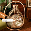 Handwoven Rattan Hanging Basket Pet Bed