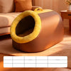 Enclosed Plush Pet Bed with Carry Handle for Cats and Small Dogs