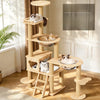 Solid Wood Multi-Level Cat Tree with Hideaways and Platforms