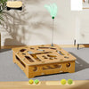 Wooden Cat Maze Toy with Scratch Pad