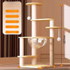 Solid Wood Cat Tree with Cat Houses and Multi-Level Platforms
