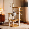 Solid Wood Cat Tree with Cat Houses and Multi-Level Platforms