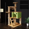 Solid Wood Cat Tree with Cat Houses and Multi-Level Platforms