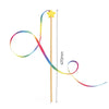 Wooden Cat Teaser Wand with Bell and Colorful Ribbons
