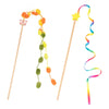 Wooden Cat Teaser Wand with Bell and Colorful Ribbons