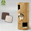 4-Tier Solid Wood Cat Tree with Enclosed Hideaway and Scratch Pad
