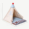 Semi-Enclosed Cotton-Linen Pet Bed Tent for Cats and Small Dogs