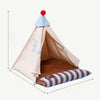 Semi-Enclosed Cotton-Linen Pet Bed Tent for Cats and Small Dogs