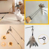 Interactive Cat Wand Toy with Replaceable Feather Heads