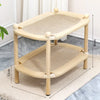 Two-Tier Wooden Cat Bed with Sisal Scratcher and Woven Mats