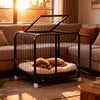 Iron Dog Crate with Potty Tray for Medium to Large Dogs