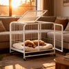 Iron Dog Crate with Potty Tray for Medium to Large Dogs