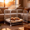 Iron Dog Crate with Potty Tray for Medium to Large Dogs