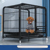 Metal Dog Crate with Removable Tray and Locking Casters