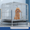 Metal Dog Crate with Removable Tray and Locking Casters