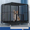 Metal Dog Crate with Removable Tray and Locking Casters