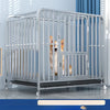 Metal Dog Crate with Removable Tray and Locking Casters