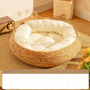 Woven Rattan Cat Bed for Cats and Small Dogs